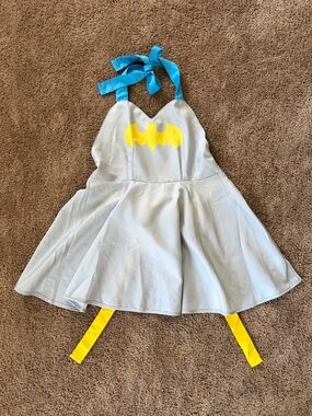 Batman Light Gray Apron  with Yellow Emblem and Blue Straps